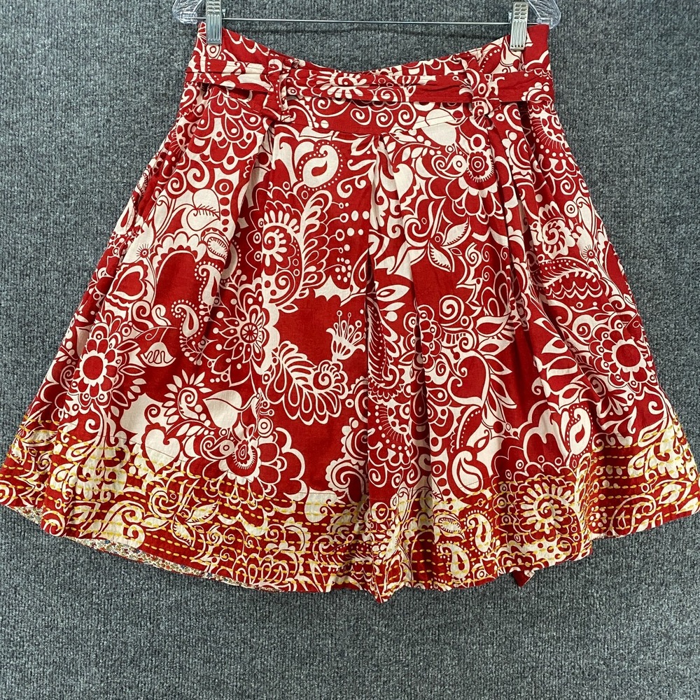 Ivy Jane Skirt Womens 12 Red Pleated Flowy Peasant Boho Cottagecore Gypsy Casual - Picture 4 of 9